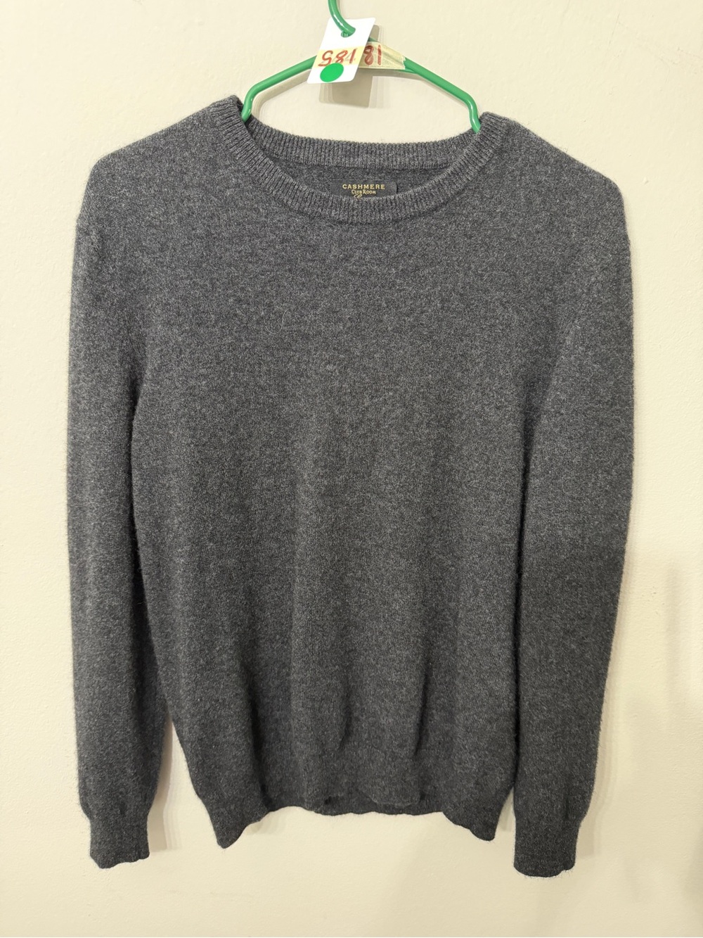 Women’s Club Room Luxury Size L 100% Cashmere Charcoal Grey Crewneck Sweater